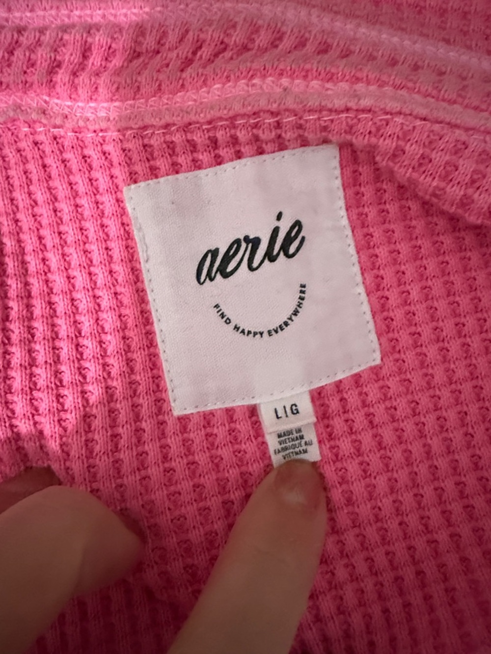 Aerie Pink Waffle Knit Button-Up Shirt - Picture 9 of 11